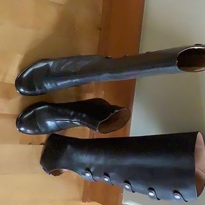 All leather boot/booties 3 1/4” stacked, tapered heel